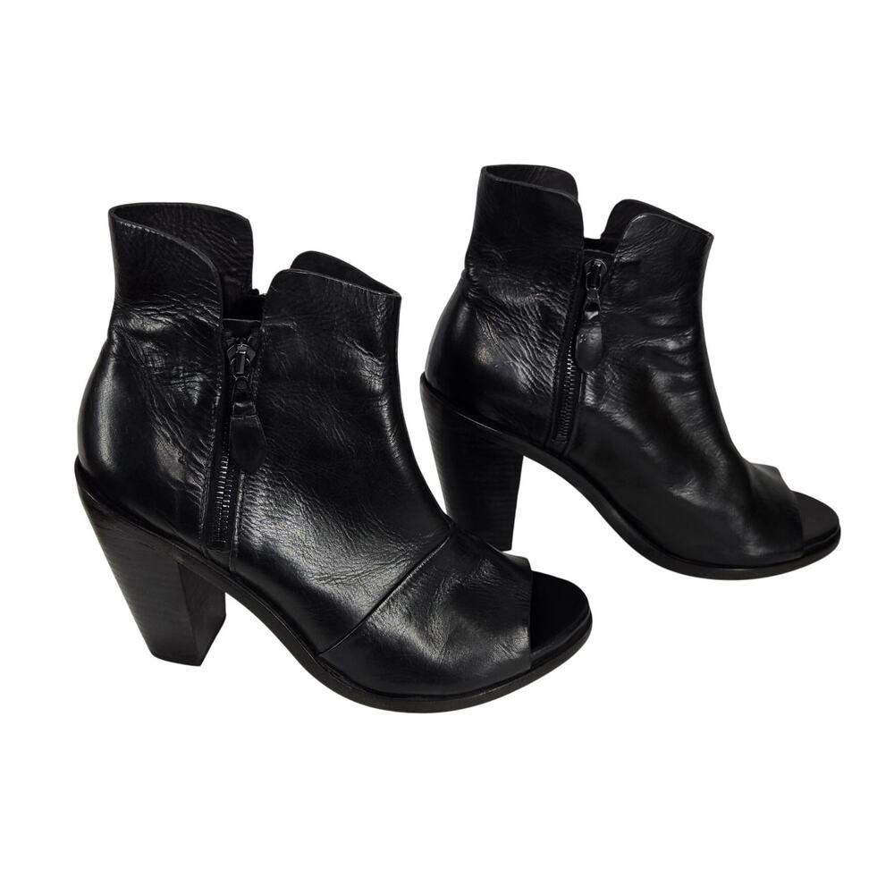 RAG & BONE WOMEN’S NOELLE BLACK LEATHER PEEP TOE BOOTIES – US SIZE 9